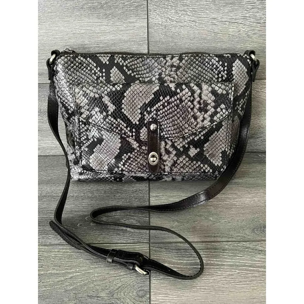 Patricia Nash Leather Kenilworth Crossbody Smoke Python Bag A551744